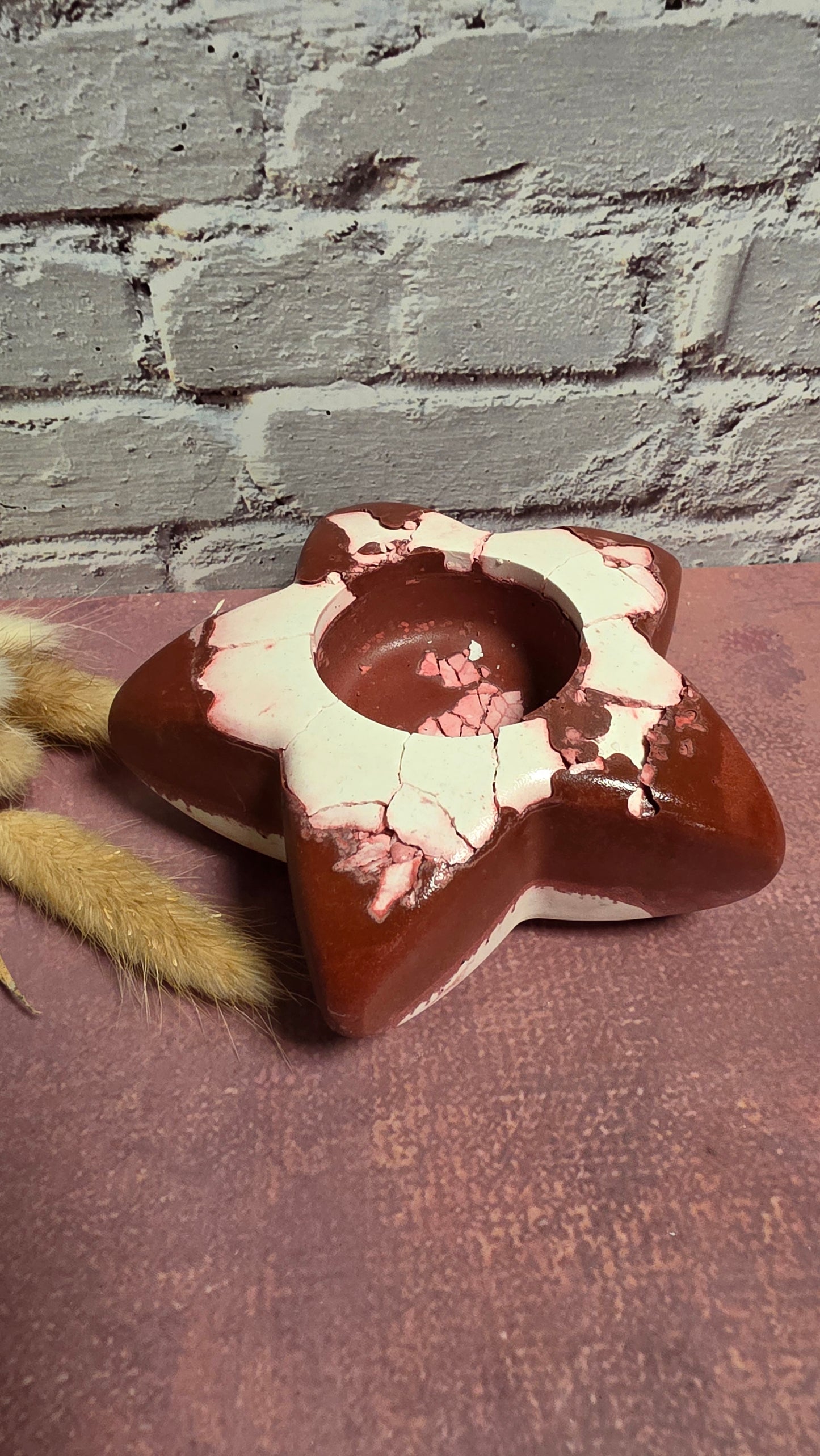 Teelicht Stern ( Weiß & Rot )