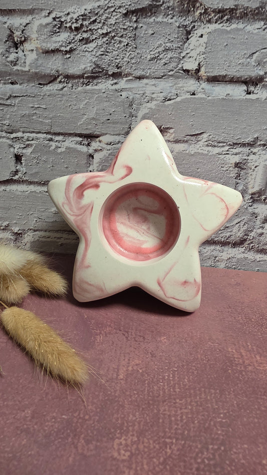 Teelicht Stern ( Weiß & Rot )